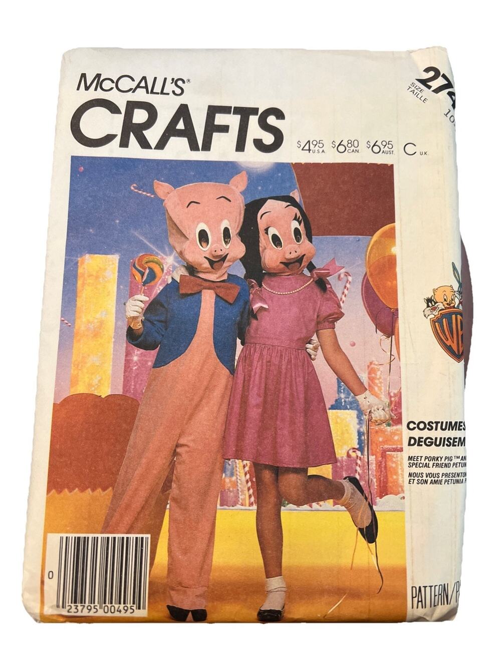 VTG McCalls 2746 Kids Looney Tunes Costume Porky & Petunia Pig Pattern 10-12 UC